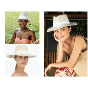 💕ERIC JAVITS💕 Fringe PInch Packable Fedora Squishee Straw Hat ~ Flax Mix NWT